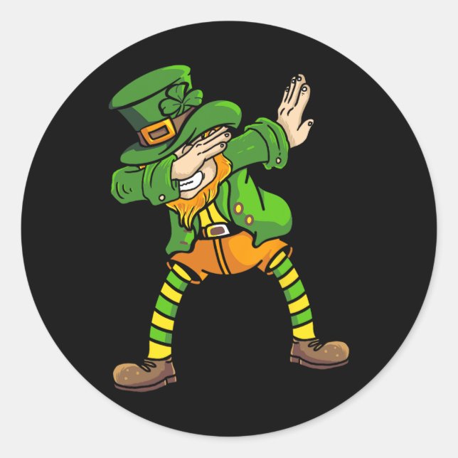 Dabbing Leprechaun Design St Patricks Day Dabbing  Classic Round Sticker (Front)