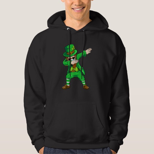 Dabbing Leprechaun Face Mask St Patrick's Day Boys Hoodie (Front)