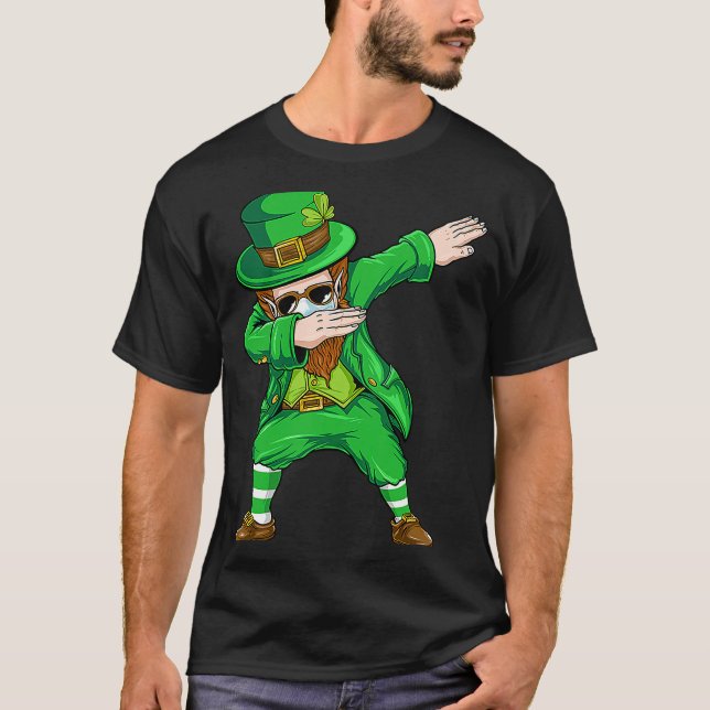Dabbing leprechaun Face Mask St Patrick's Day Boys T-Shirt (Front)