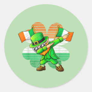 Dabbing Leprechaun for Kids Boys Mens Youth  Classic Round Sticker