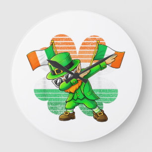 Dabbing Leprechaun for Kids Boys Mens Youth  Large Clock