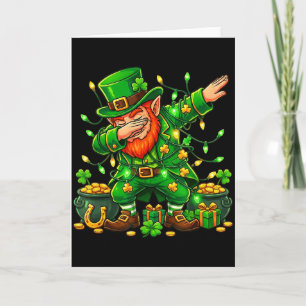 Dabbing Leprechaun Funny Gifts Men Kids Boys St Pa Card