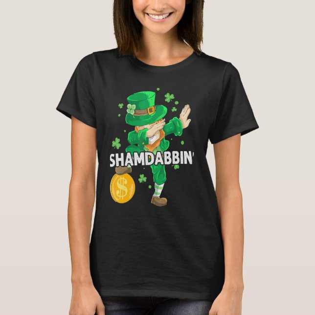 Dabbing Leprechaun Irish Clover St Patrick's Day S T-Shirt (Front)