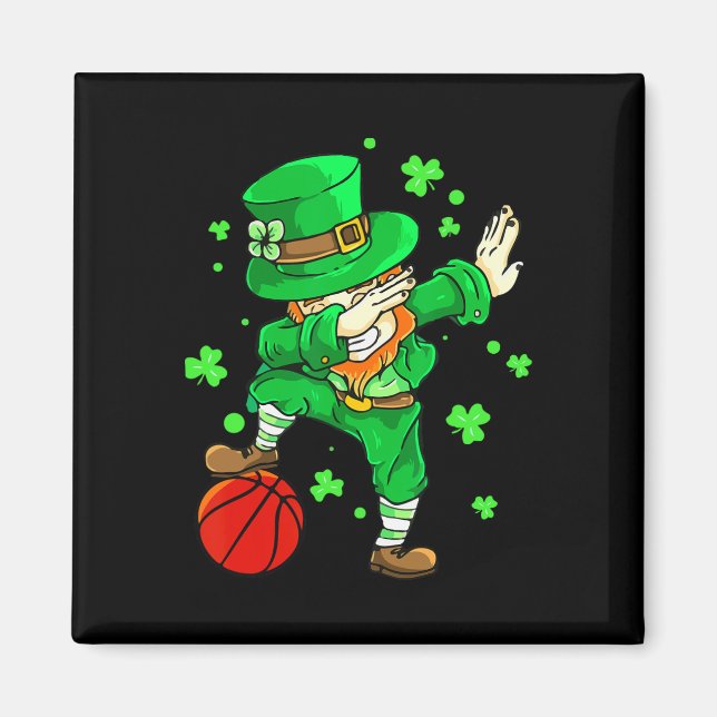 Dabbing Leprechaun St Patricks Day Boys Men Bysket Magnet (Front)