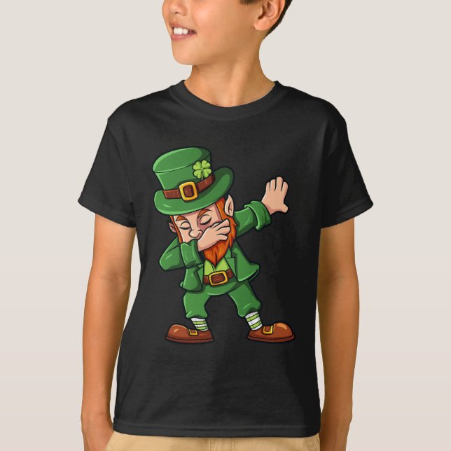 Dabbing Leprechaun St Patrick's Day Dab Boys Girls T-Shirt (Front)