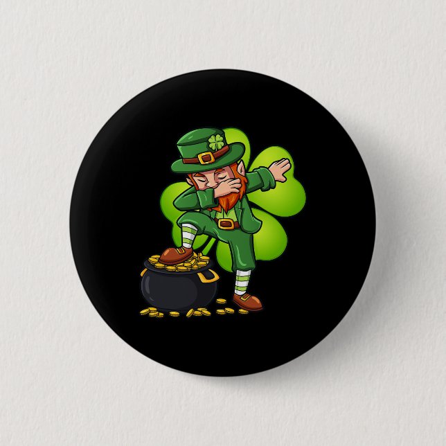 Dabbing Leprechaun With Clover St Patrick's Day  6 Cm Round Badge (Front)