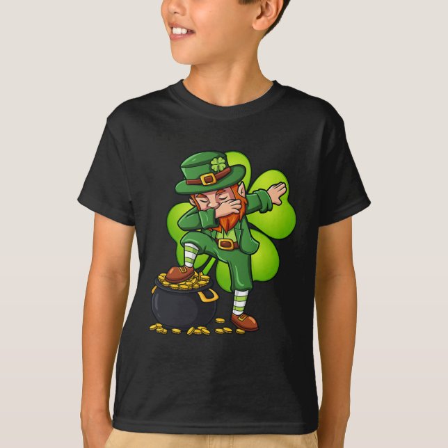 Dabbing Leprechaun With Clover St Patrick's Day  T-Shirt (Front)