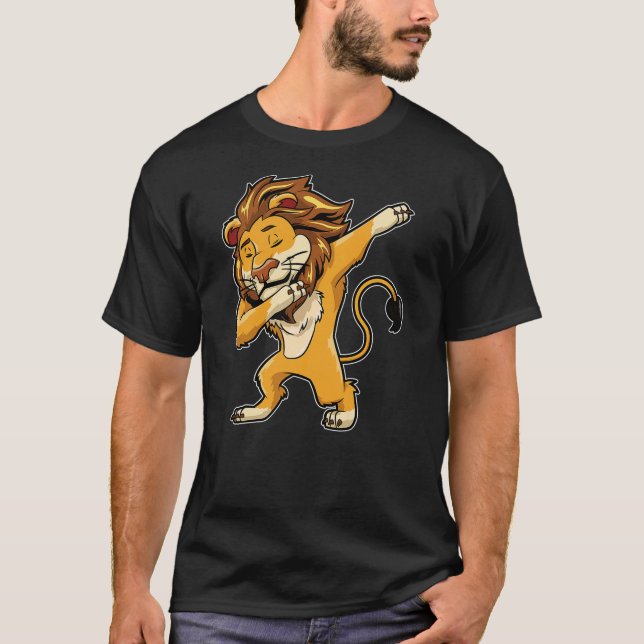 Dabbing Lion T Shirt Meme Print Dab Cat Dance T Sh (Front)