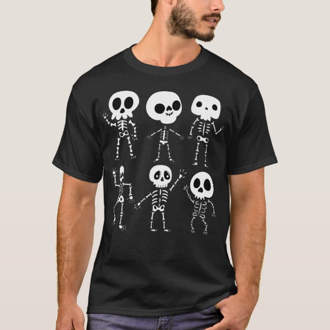 Dabbing Macabre Skeleton Tshirt Skull Halloween ki (Front)