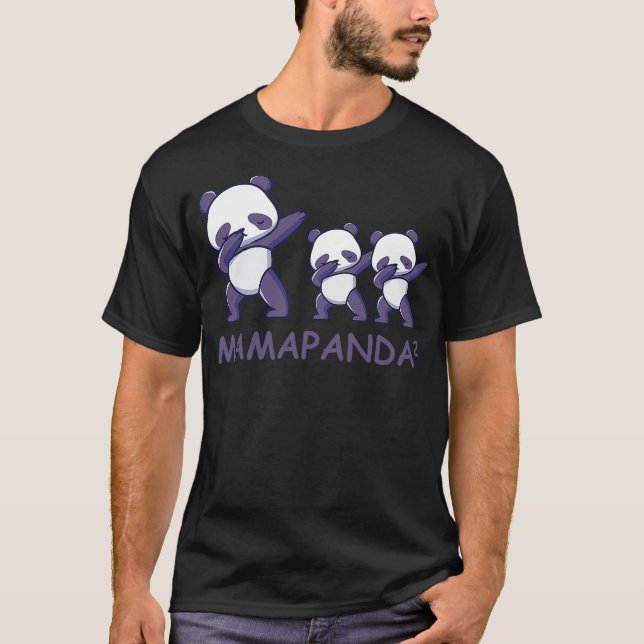 Dabbing Mamapanda Panda Mom of Twins T-Shirt (Front)