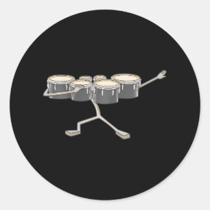 Dabbing Marching Tenor Drums Marching Band Classic Round Sticker