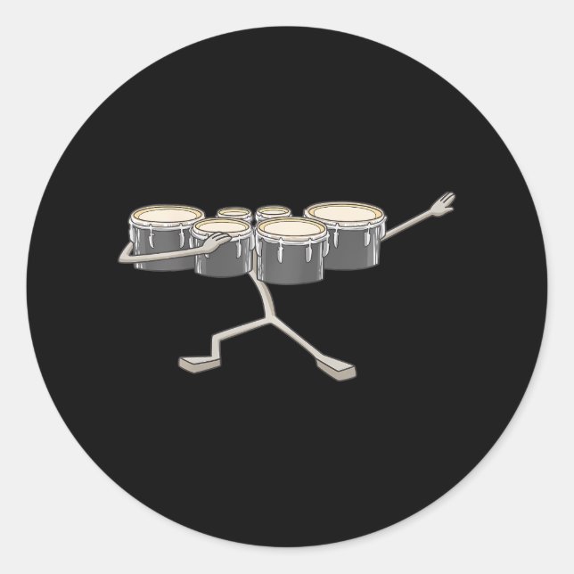 Dabbing Marching Tenor Drums Marching Band Classic Round Sticker (Front)