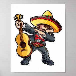 Dabbing Mariachi T Shirt Cinco De Mayo Kids Boys M Poster