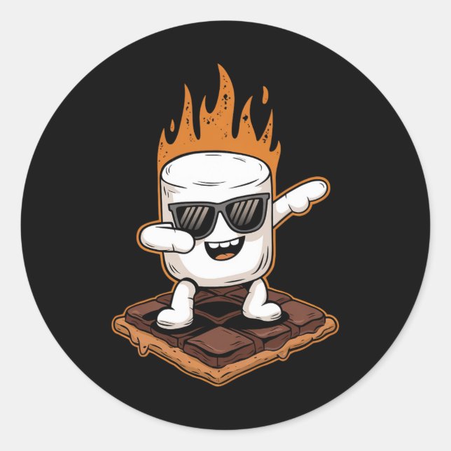Dabbing Marshmallow Camping Smores Kawaii S'mores  Classic Round Sticker (Front)