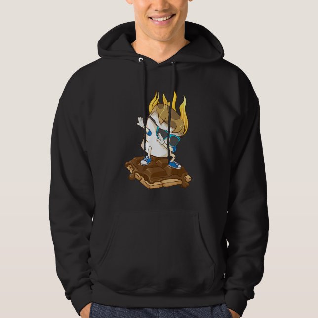 Dabbing Marshmallow Smores Cool Camping Dance Hoodie (Front)