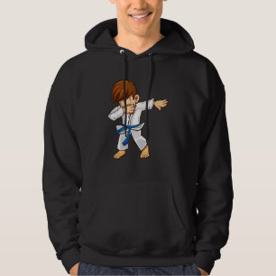 Dabbing martial artists with blue belt Karate and Hoodie