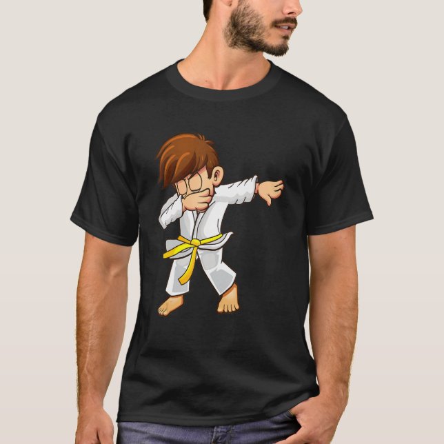 Dabbing martial artists with yellow belt Karate an T-Shirt (Front)