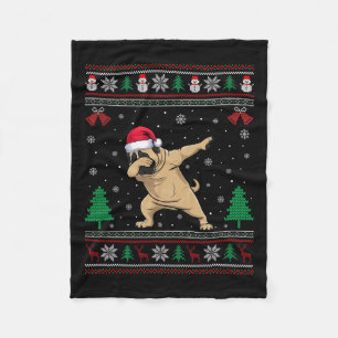 Dabbing Mastiff Dog Santa Hat Boys Girls Kids Chri Fleece Blanket
