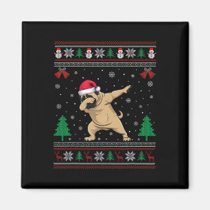 Dabbing Mastiff Dog Santa Hat Boys Girls Kids Chri Magnet