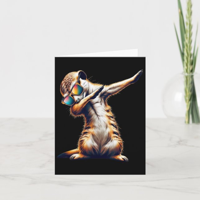 Dabbing Meerkat Dancing Dab Surikate  Card (Front)
