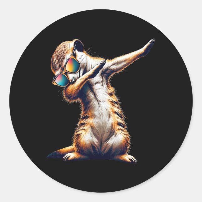 Dabbing Meerkat Dancing Dab Surikate  Classic Round Sticker (Front)