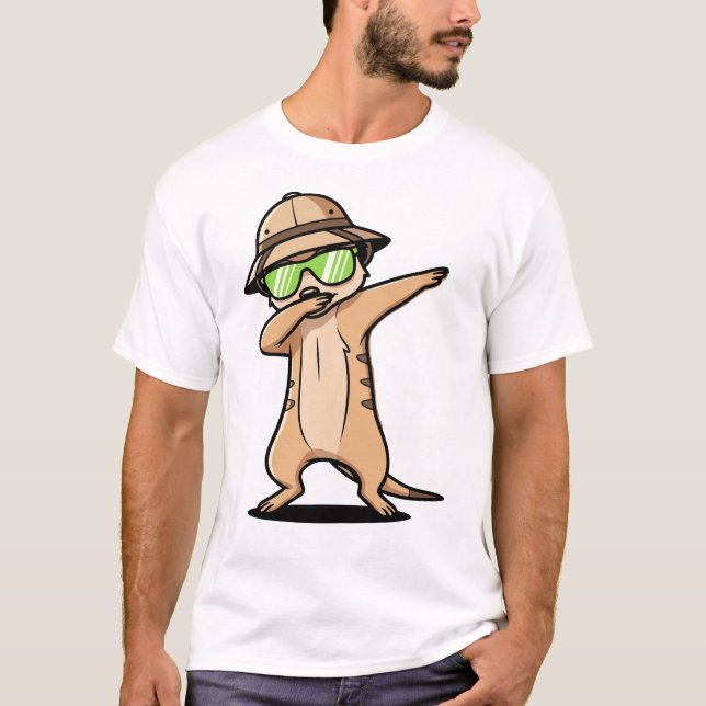 Dabbing Meerkat Funny Cute Dab Dance T-Shirt (Front)