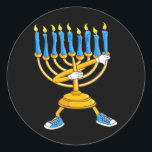 Dabbing Menorah Hanukkah Dancing Chanukah Girls Classic Round Sticker<br><div class="desc">Dabbing Menorah Hanukkah Dancing Chanukah Girls</div>