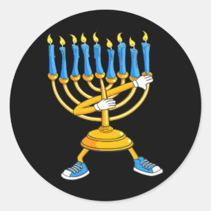 Dabbing Menorah Hanukkah Dancing Chanukah Girls Classic Round Sticker