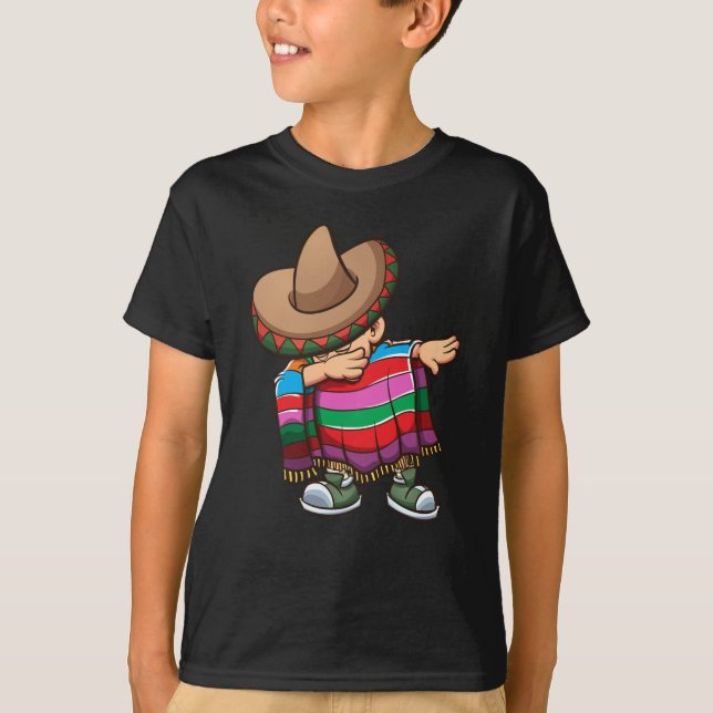 Dabbing Mexican Kid with Sombrero and Sombrero T-Shirt (Front)