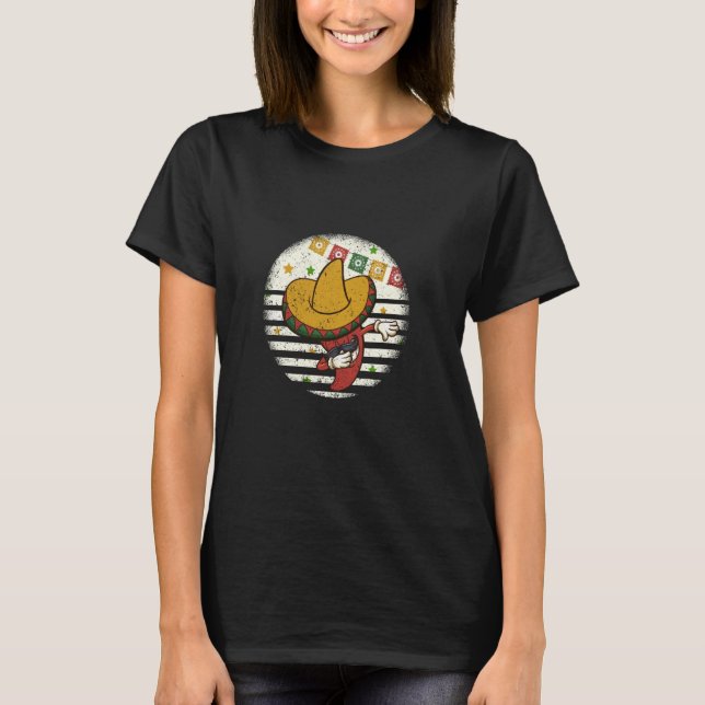 Dabbing Mexican Pepper Chilli Sombrero Fiesta Part T-Shirt (Front)