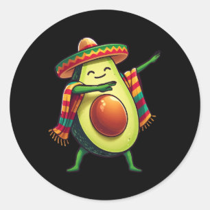 Dabbing Mexican Poncho Avocado Cinco De Mayo 1 Classic Round Sticker