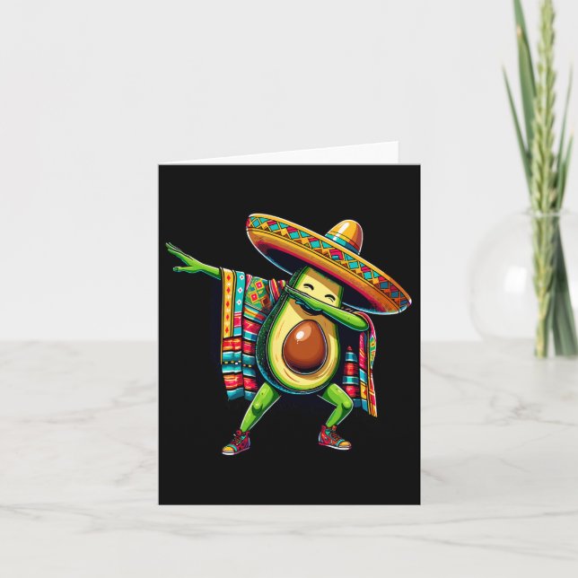 Dabbing Mexican Poncho Avocado Cinco De Mayo  Card (Front)