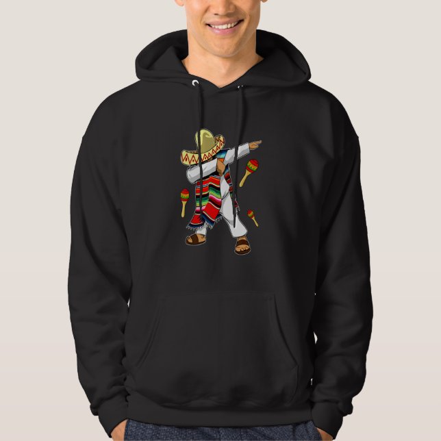 Dabbing Mexican Poncho Cinco De Mayo Boys Men Hoodie (Front)