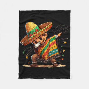 Dabbing Mexican Poncho Cinco De Mayo Boys Men Somb Fleece Blanket