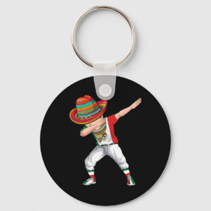 Dabbing Mexican Poncho Cinco De Mayo Boys Men Somb Key Ring