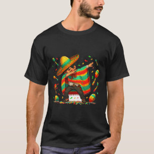 Dabbing Mexican Poncho Cinco De Mayo Boys Men Somb T-Shirt