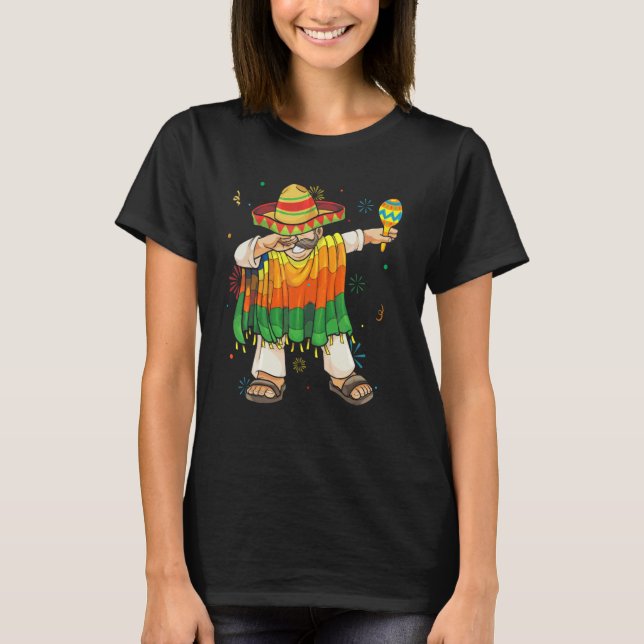Dabbing Mexican Poncho Cinco De Mayo Boys Men Somb T-Shirt (Front)
