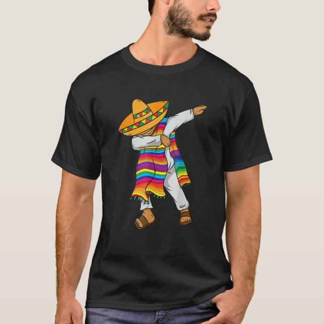 Dabbing Mexican Poncho  Cinco De Mayo Costume T-Shirt (Front)