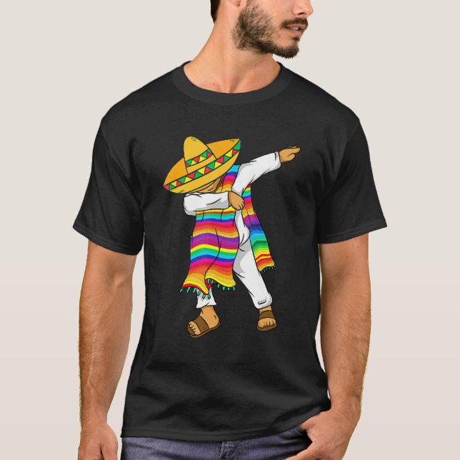 Dabbing Mexican Poncho  Cinco De Mayo Costume Tee (Front)