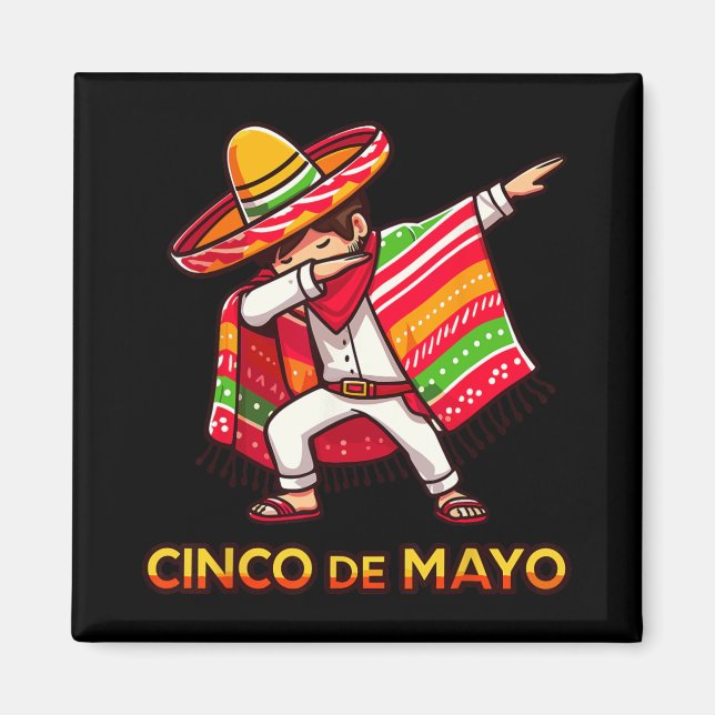 Dabbing Mexican Poncho Cinco De Mayo Fiesta 3  Magnet (Front)