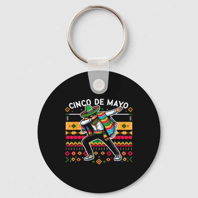 Dabbing Mexican Poncho Cinco De Mayo Fiesta 4  Key Ring (Front)