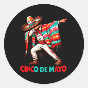 Dabbing Mexican Poncho Cinco De Mayo Fiesta Classic Round Sticker
