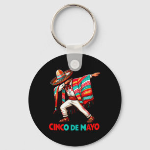 Dabbing Mexican Poncho Cinco De Mayo Fiesta Key Ring