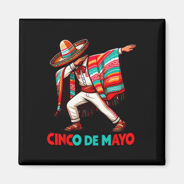 Dabbing Mexican Poncho Cinco De Mayo Fiesta  Magnet (Front)