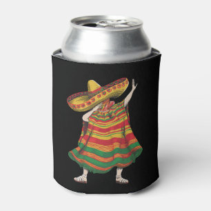 Dabbing Mexican Poncho Cinco De Mayo Fiesta Party Can Cooler