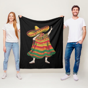 Dabbing Mexican Poncho Cinco De Mayo Fiesta Party Fleece Blanket