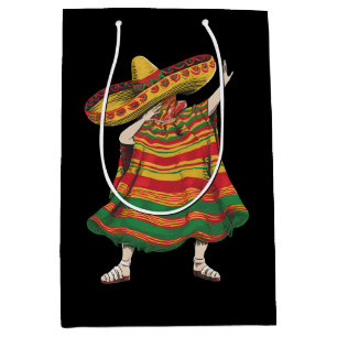 Dabbing Mexican Poncho Cinco De Mayo Fiesta Party Medium Gift Bag