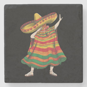 Dabbing Mexican Poncho Cinco De Mayo Fiesta Party Stone Coaster