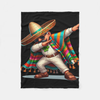 Dabbing Mexican Poncho Cinco De Mayo Men Boys Somb Fleece Blanket