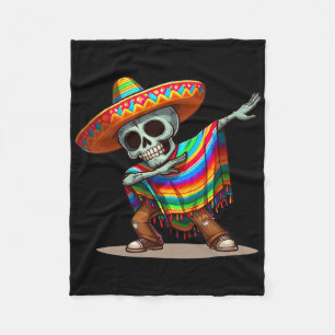Dabbing Mexican Poncho Cinco De Mayo Men Sombrero  Fleece Blanket